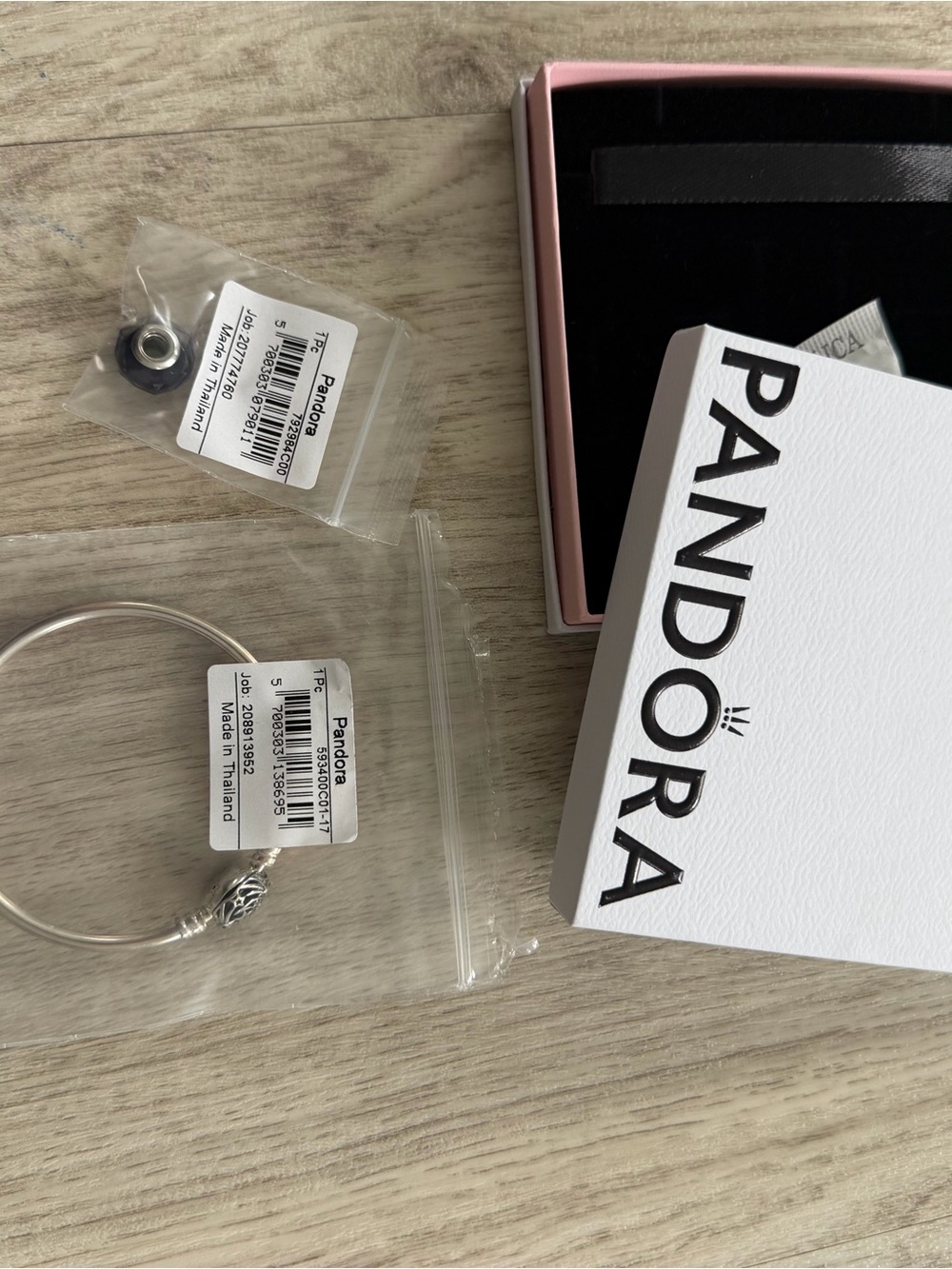 Pandora Silver Heart Clasp Bangle Bracelet with charm